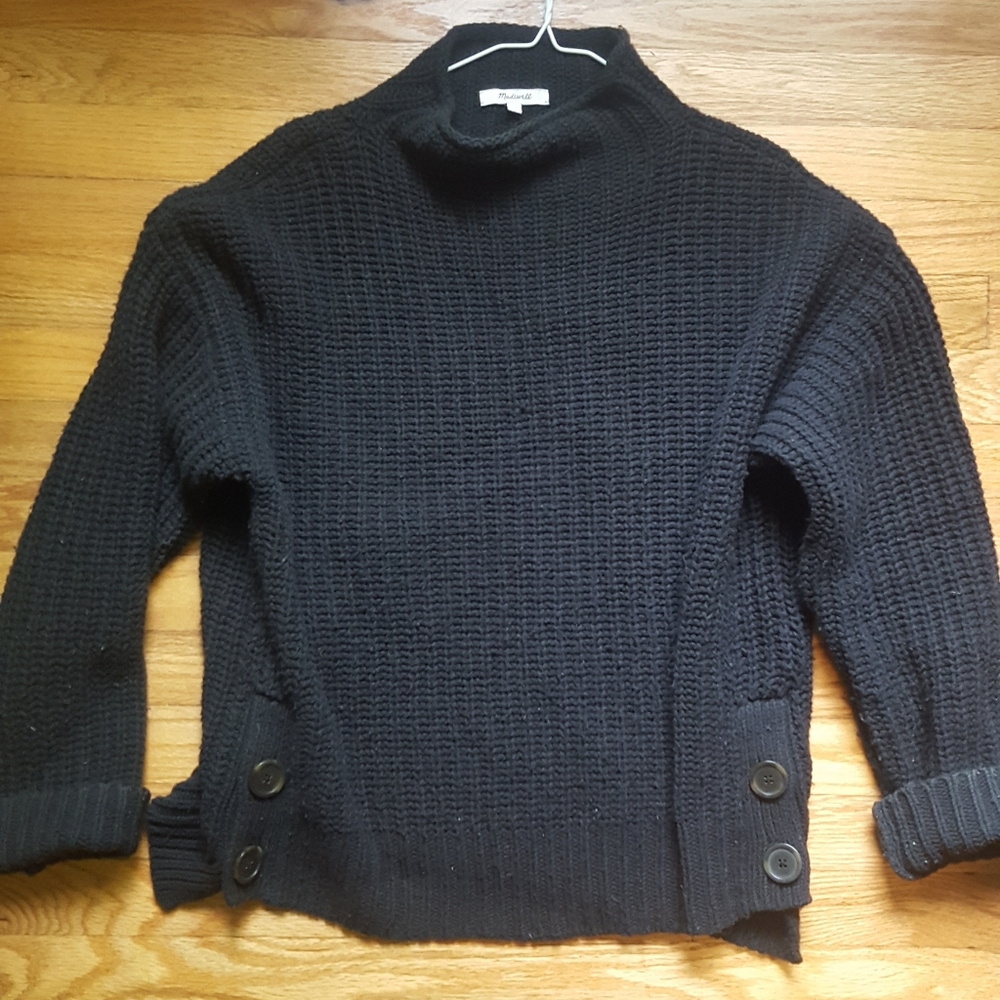 madewell Mockneck side button sweater M navy